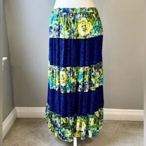 Vicki Wayne Vintage Tiered Maxi Skirt Peasant Skirt Cotton Colorful Boho Large